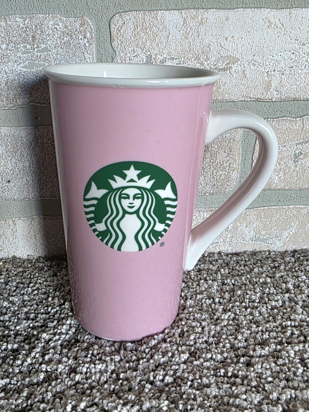 Starbucks 2019 Pink and White Ceramic Logo Mug 16oz.